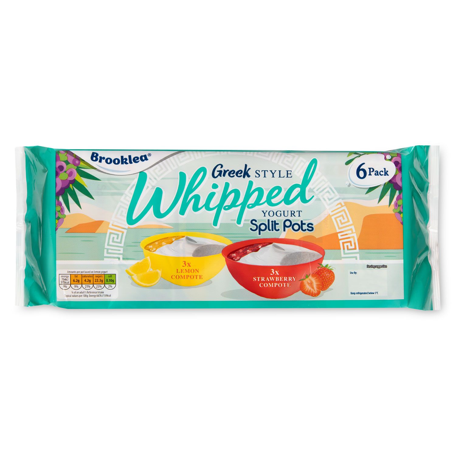 Greek Style Whipped Yogurt Split Pots 660g (6 X 110g) Brooklea